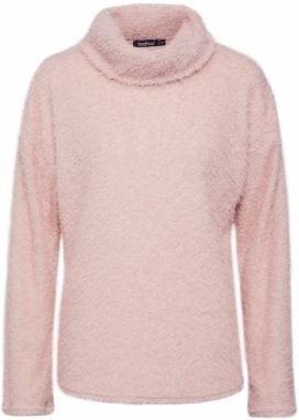 Boohoo Sveter 'Fluffy Knit Roll Neck Jumper'  ružová