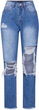 Missguided Džínsy 'RIOT HIGH RISE OPEN KNEE MOM JEAN'  modrá denim