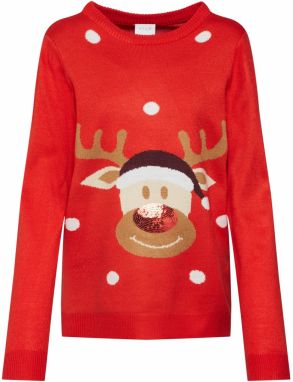 VILA Sveter 'Videer Knit Top'  zmiešané farby / červená