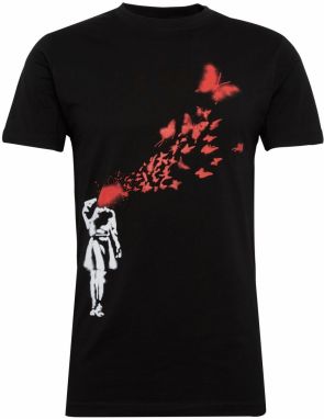 Mister Tee Tričko 'Banksy'  červená / čierna / biela