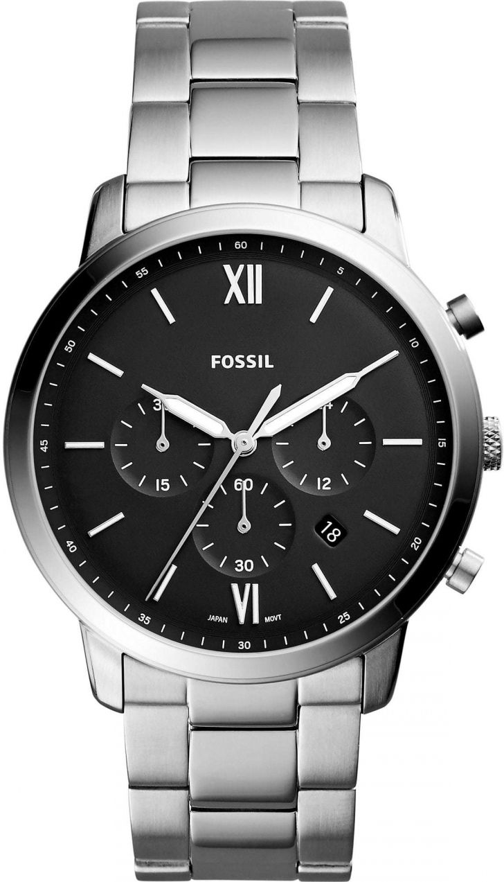 FOSSIL Analógové hodinky  čierna / strieborná / biela