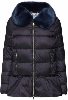 Rich & Royal Zimná bunda 'Down Jacket With Volant'  tmavomodrá