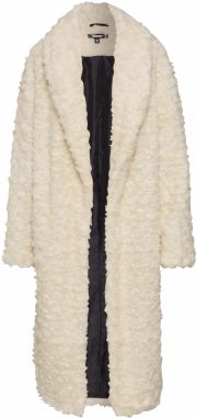 Missguided Prechodný kabát 'CURLY BORG SHAWL COLLAR'  krémová