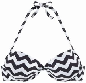 LASCANA Bikinový top  čierna / biela