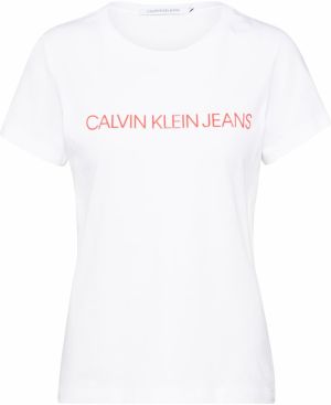 Calvin Klein Tričko 'INSTITUTIONAL LOGO SLIM FIT TEE'  biela / červená