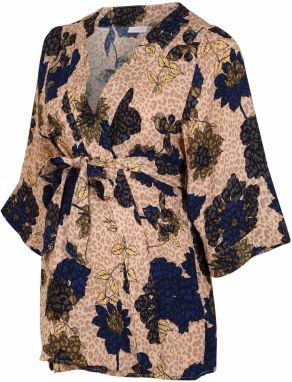 MAMALICIOUS Blúzka 'MLYASMINA 3/4 WOVEN KIMONO TOP'  sivá / béžová / modrá / hnedá / žltá