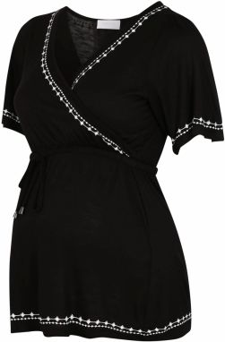 MAMALICIOUS Blúzka 'MLKATE TESS S/S JERSEY TOP 2F'  čierna