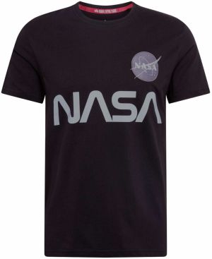 ALPHA INDUSTRIES Tričko 'NASA Reflective'  čierna / strieborná