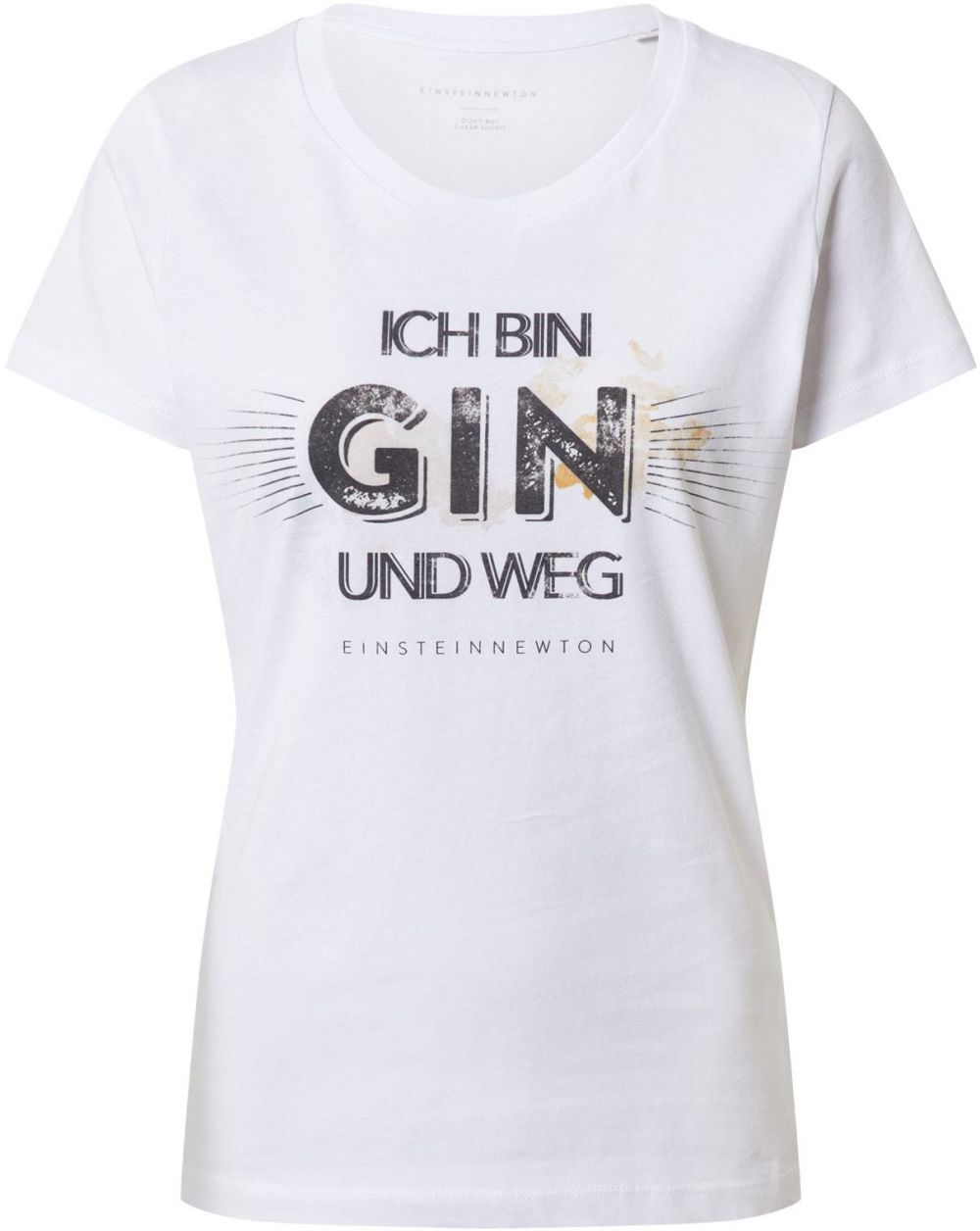 EINSTEIN & NEWTON Tričko 'Gin Weg'  zlatá / čierna / šedobiela