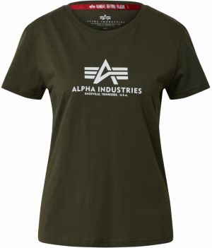 ALPHA INDUSTRIES Tričko  olivová / biela