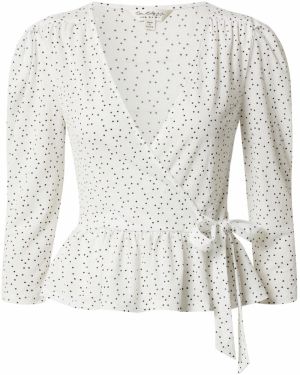 Miss Selfridge Blúzka 'LS SPOT WRAP TP'  biela / čierna