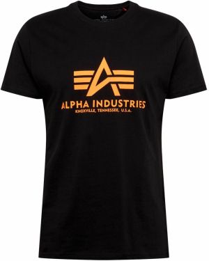 ALPHA INDUSTRIES Tričko  neónovo oranžová / čierna