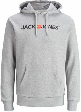 JACK & JONES Mikina  sivá melírovaná / oranžová / čierna