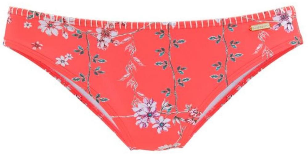 SUNSEEKER Bikinové nohavičky 'Ditsy'  svetlohnedá / jedľová / fialová / oranžovo červená / prírodná biela