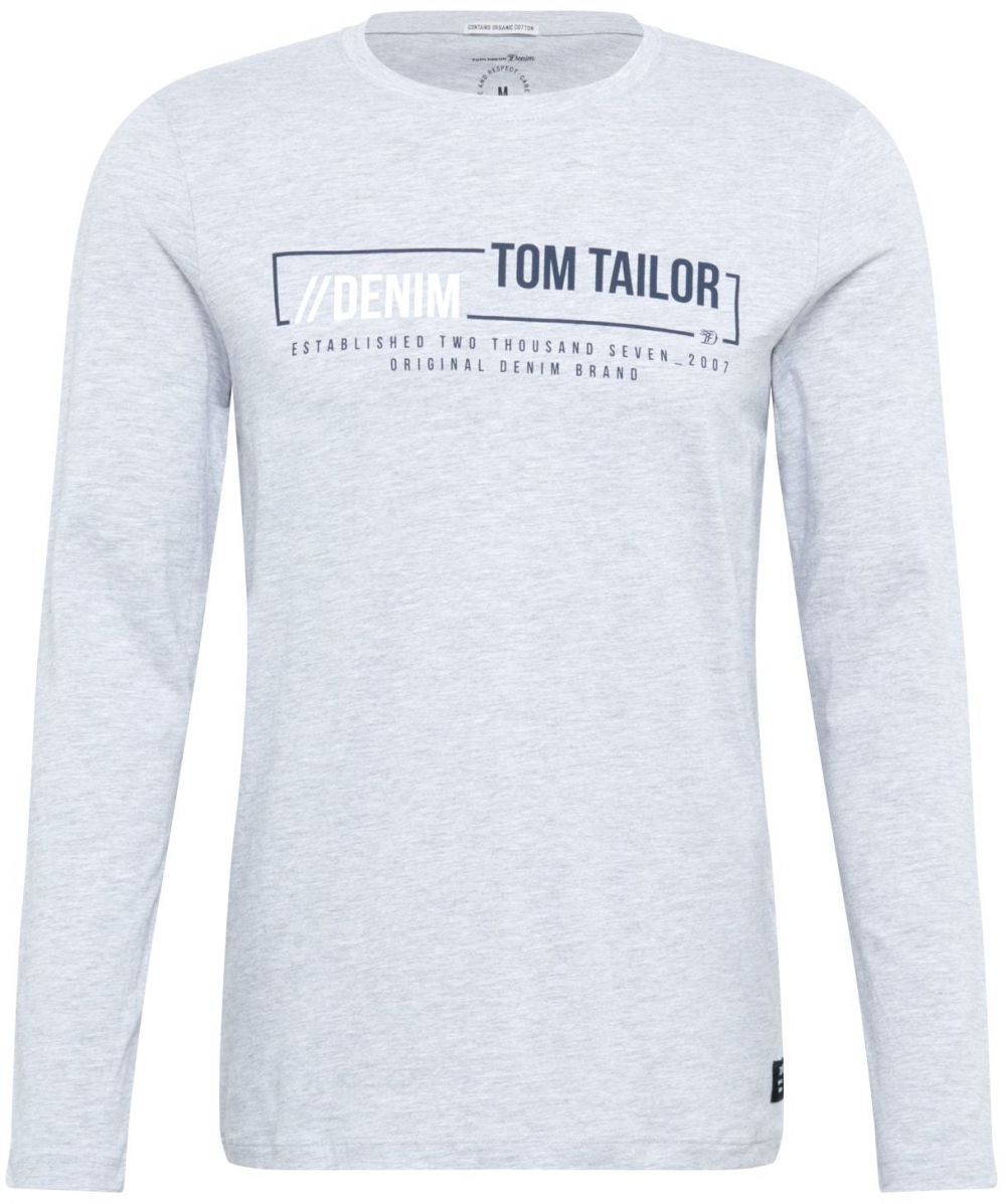 TOM TAILOR DENIM Tričko  námornícka modrá / svetlosivá / biela