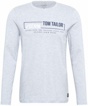TOM TAILOR DENIM Tričko  námornícka modrá / svetlosivá / biela