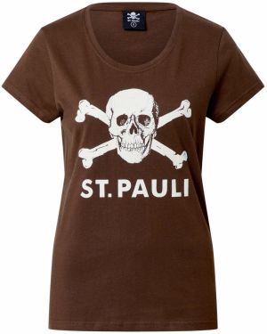 FC St. Pauli Tričko 'Totenkopf'  hnedá / biela