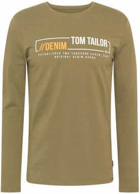 TOM TAILOR DENIM Tričko  olivová / oranžová / biela