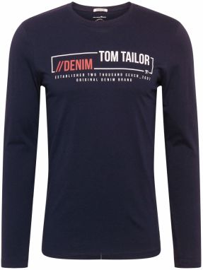 TOM TAILOR DENIM Tričko  tmavomodrá / červená / biela