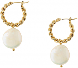 Orelia Náušnice 'Pearl Drop Hoops'  zlatá / perlovo biela