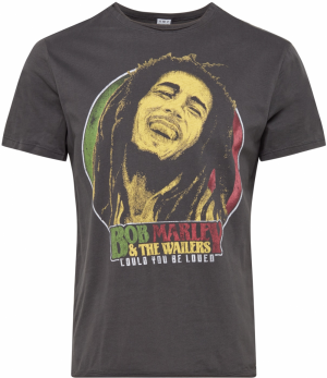 AMPLIFIED Tričko 'BOB MARLEY WILL YOU BE LOVED'  žltá / tmavosivá / svetlozelená / červená