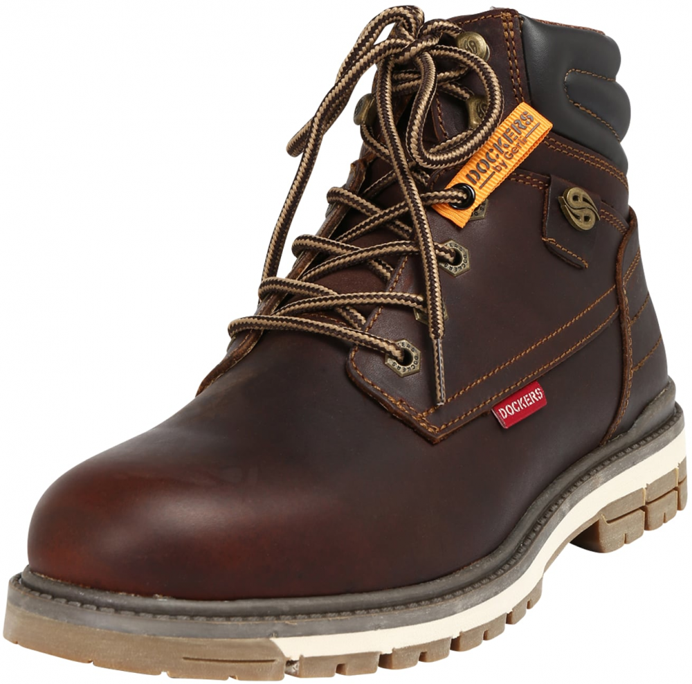 Dockers by Gerli Šnurovacie čižmy  gaštanová / tmavohnedá / červená