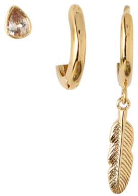 Orelia Náušnice 'Feather Teardrop Ear Party'  zlatá