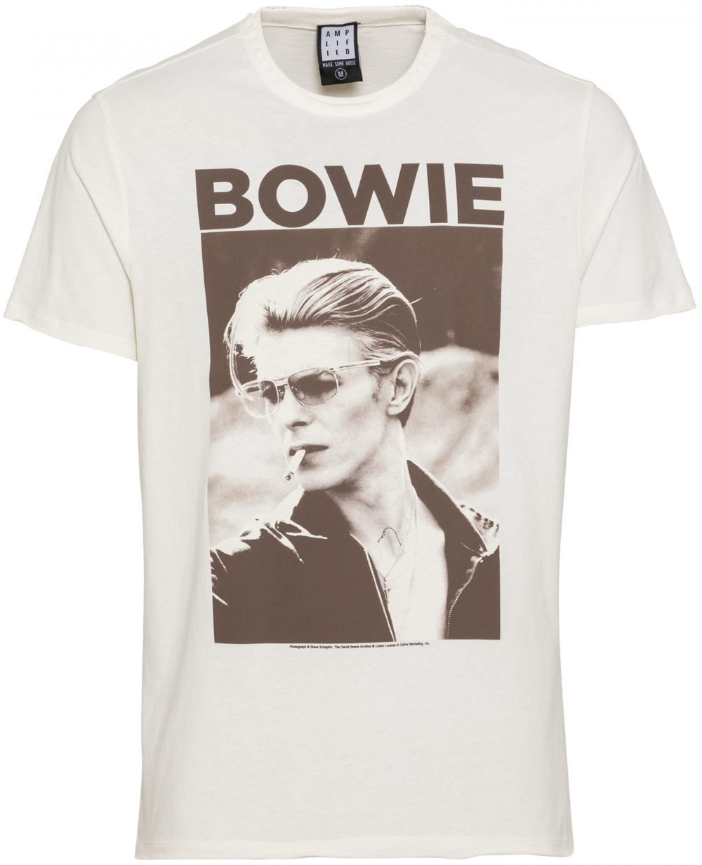 AMPLIFIED Tričko 'DAVID BOWIE CIGARETTE'  tmavošedá / biela