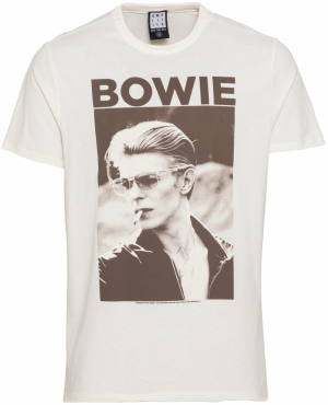 AMPLIFIED Tričko 'DAVID BOWIE CIGARETTE'  tmavošedá / biela