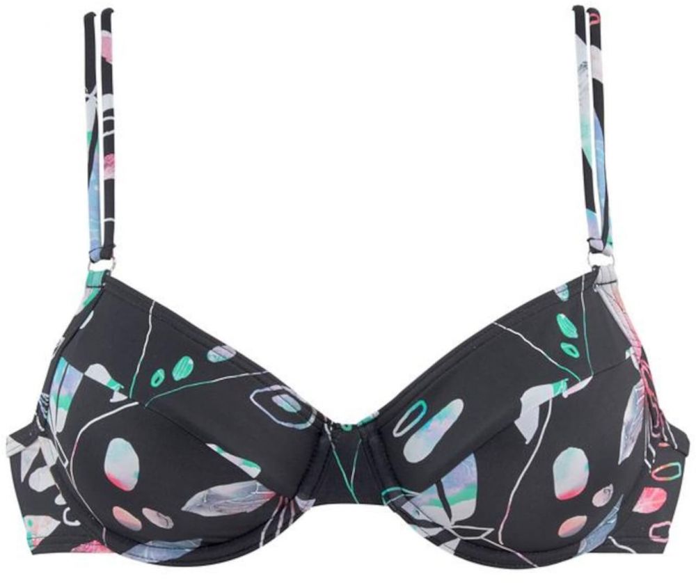 SUNSEEKER Bikinový top 'Leaves'  čierna / biela