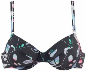 SUNSEEKER Bikinový top 'Leaves'  čierna / biela