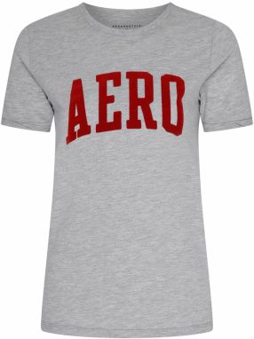 AÉROPOSTALE Tričko  sivá melírovaná / červená