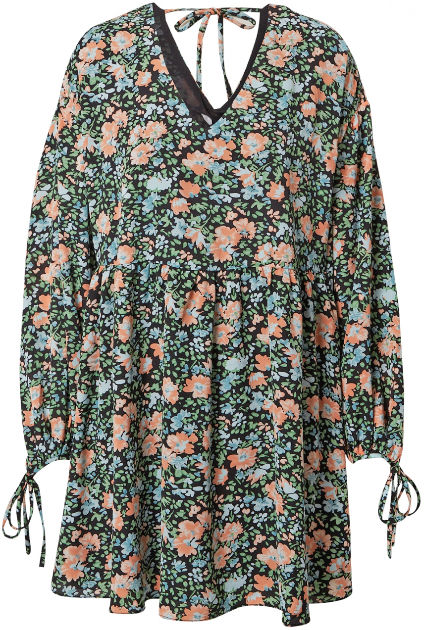 GLAMOROUS Šaty  zelená / oranžová / čierna