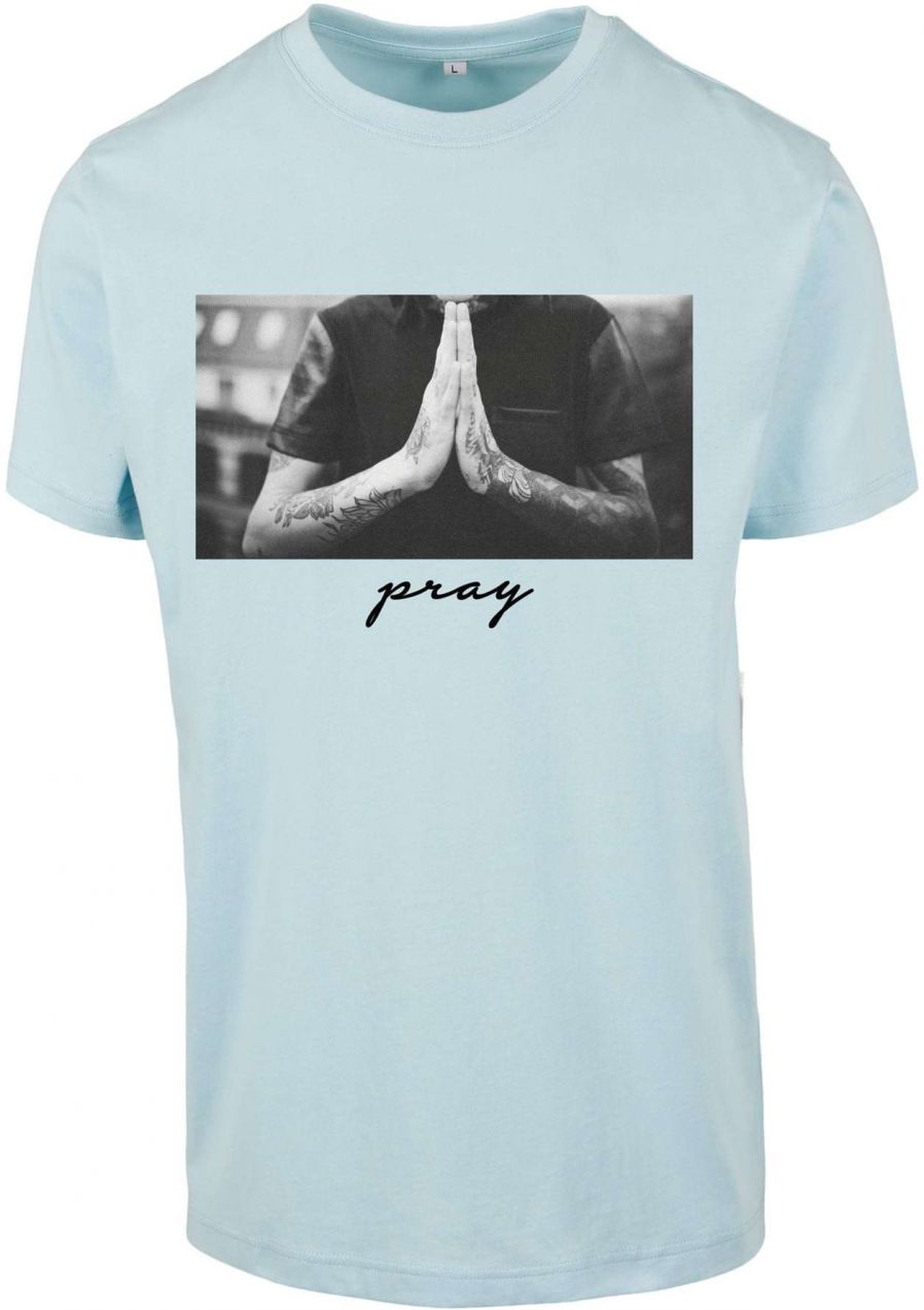 Mister Tee Tričko 'Pray'  dymovo modrá / sivá / grafitová / svetlosivá