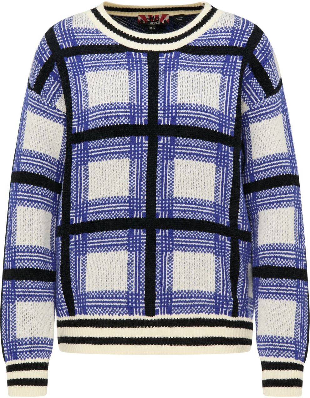 myMo ROCKS Sveter  modrá / čierna / biela