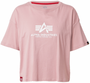 ALPHA INDUSTRIES Tričko  svetloružová / biela
