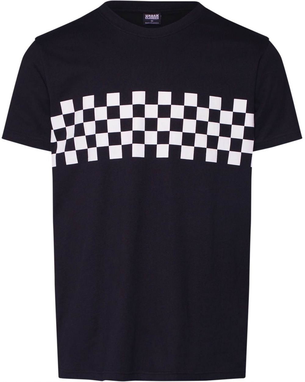 Urban Classics Tričko 'Check Panel'  čierna / biela