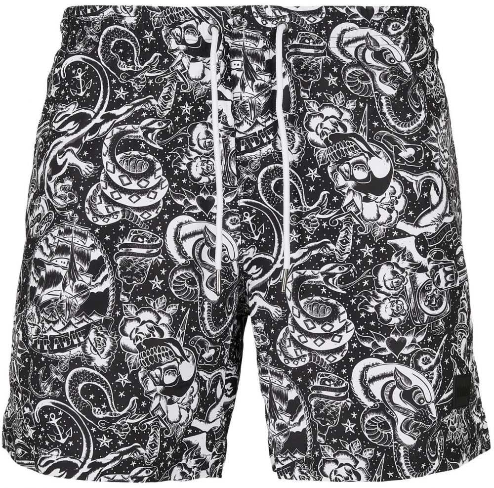 Urban Classics Plavecké šortky  čierna / biela