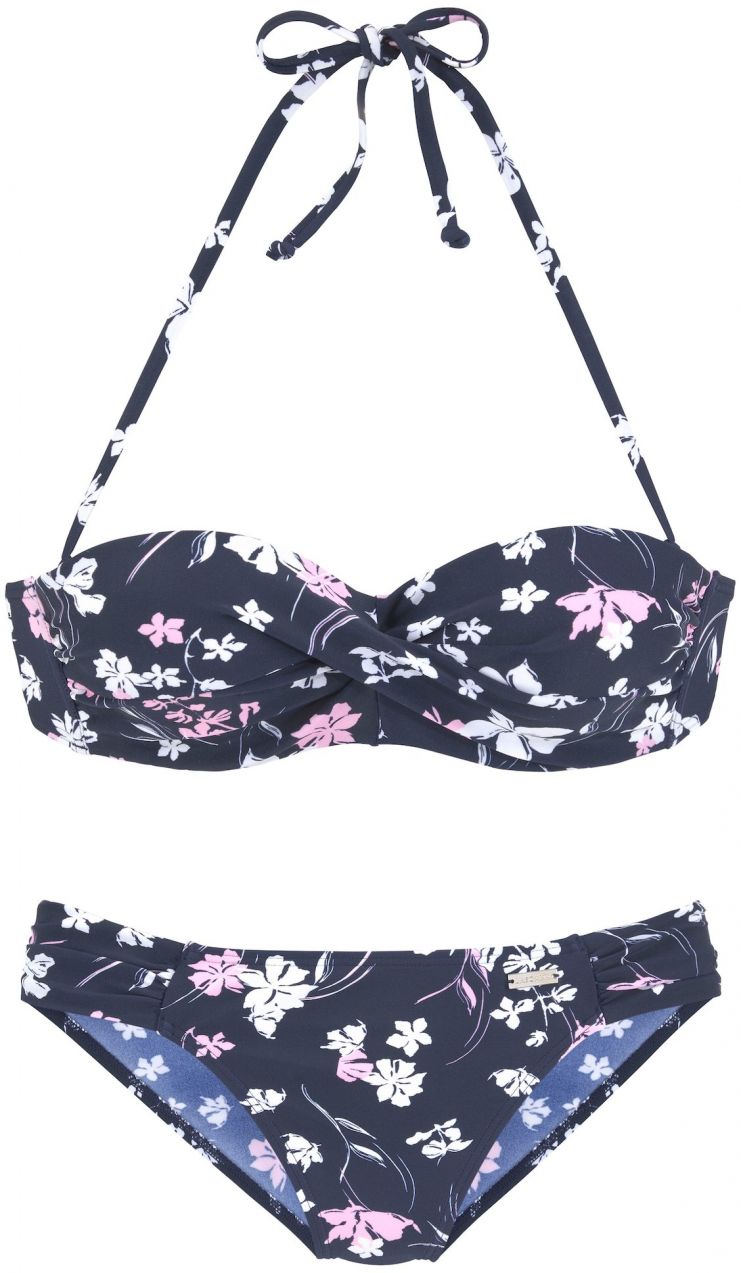 LASCANA Bikiny  námornícka modrá / svetloružová / biela