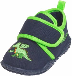 PLAYSHOES Papuče 'Drache'  námornícka modrá / limetková / neónovo zelená / tmavooranžová