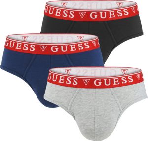 GUESS - 3PACK cotton stretch color slipy s červeným pásom