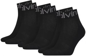 CALVIN KLEIN - 3PACK CK čierne quarter ponožky s logom