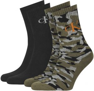 CALVIN KLEIN - 2PACK monogram army green ponožky