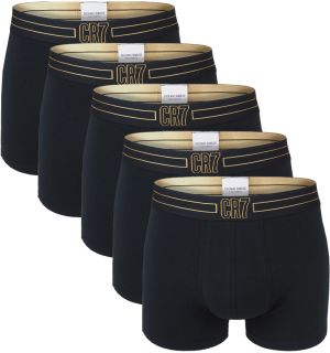 CRISTIANO RONALDO CR7 - 5PACK boxerky cotton stretch black color with gold logo - limitovaná edícia