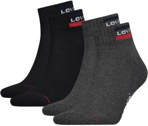 LEVI`S - ponožky 2PACK Levi`s logo quarter mid grey sportswear