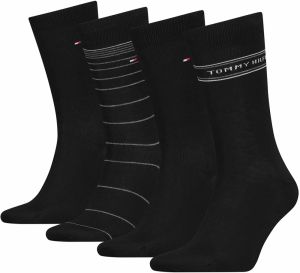 TOMMY HILFIGER - ponožky 4PACK TH men little stripes tin black v darčekovom balení