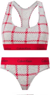 CALVIN KLEIN - graphic gray podprsenka + tangá v darčekovom balení - special limited edition