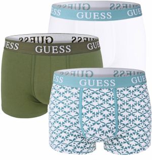 GUESS - boxerky 3PACK Guess modern pattern army green z organickej bavlny - limitovaná edícia
