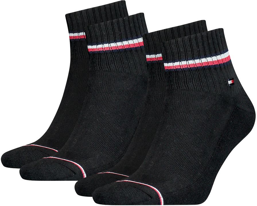 TOMMY HILFIGER - 2PACK Tommy original iconic quarter black ponožky