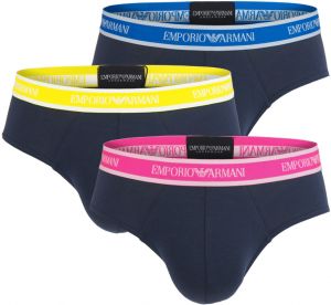 EMPORIO ARMANI - slipy 3PACK stretch cotton fashion marine s farebným pásom - limited edition